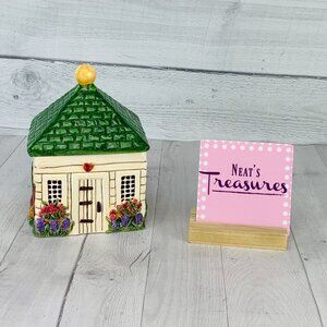 Block By Gear 1995 COUNTRY VILLAGE Ceramic Tool Shed Small Lidded Canister Jar